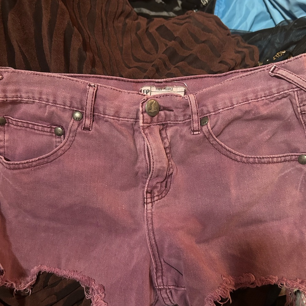 Free People Pink Distressed Women Shorts